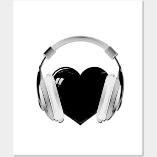 heart music headphones Posters and Art